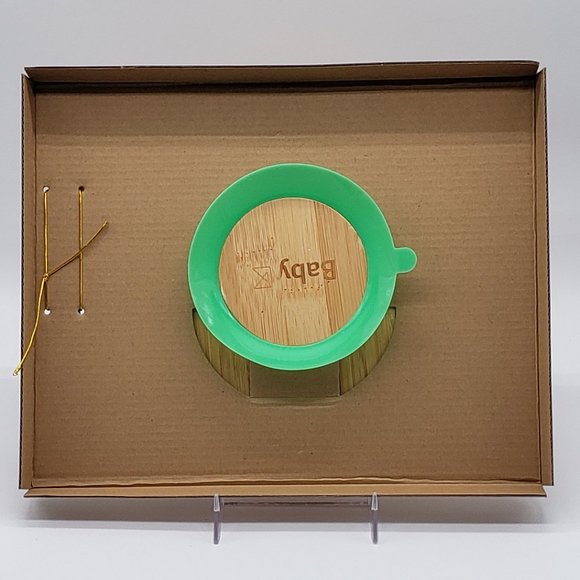 Baby K NIB Bamboo Divided Sheep Plate with Suction & Green Spoon Set - 6 Months - Picture 6 of 16